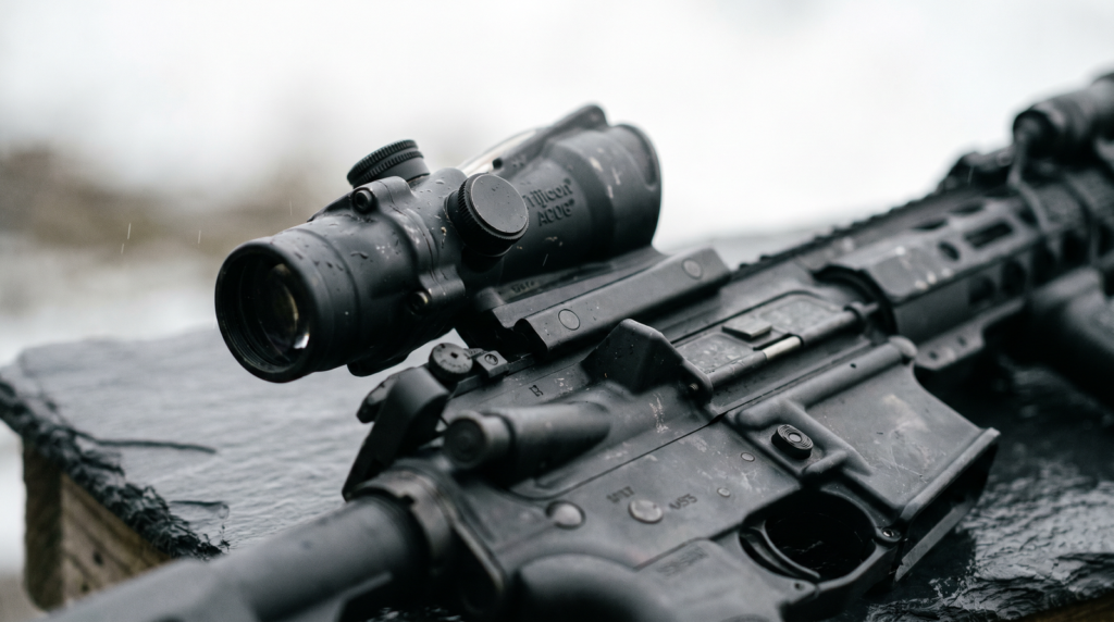8 Best Prism Scopes in 2026: Tested and Ranked 31 Trijicon ACOG TA33 3x30 compact combat optic on AR patrol rifle