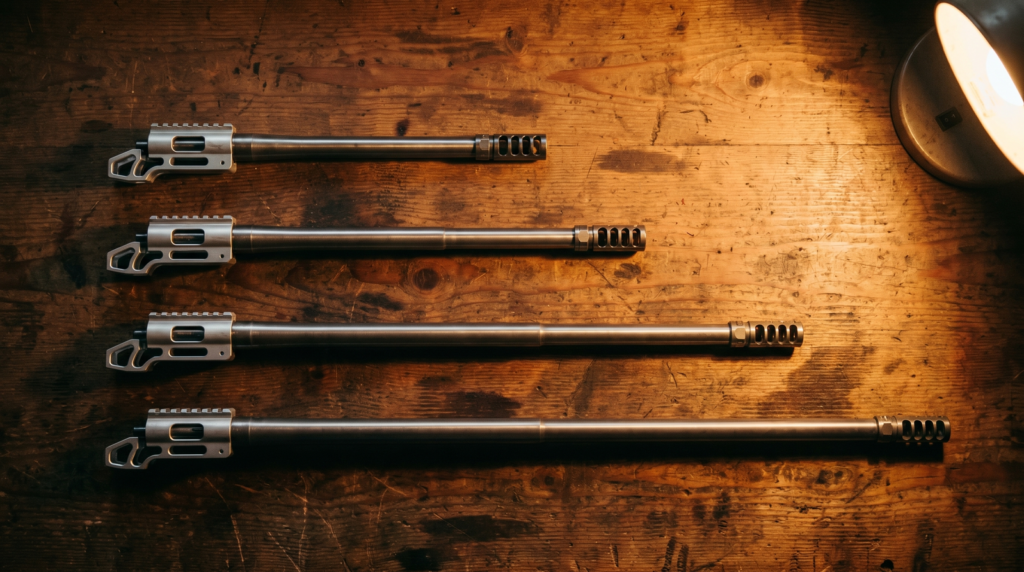 Serbu RN-50 Review (2026): The Cheapest .50 BMG You Can Buy 6 Serbu RN-50 four barrel lengths lined up: 18, 22, 29.5, and 36 inches
