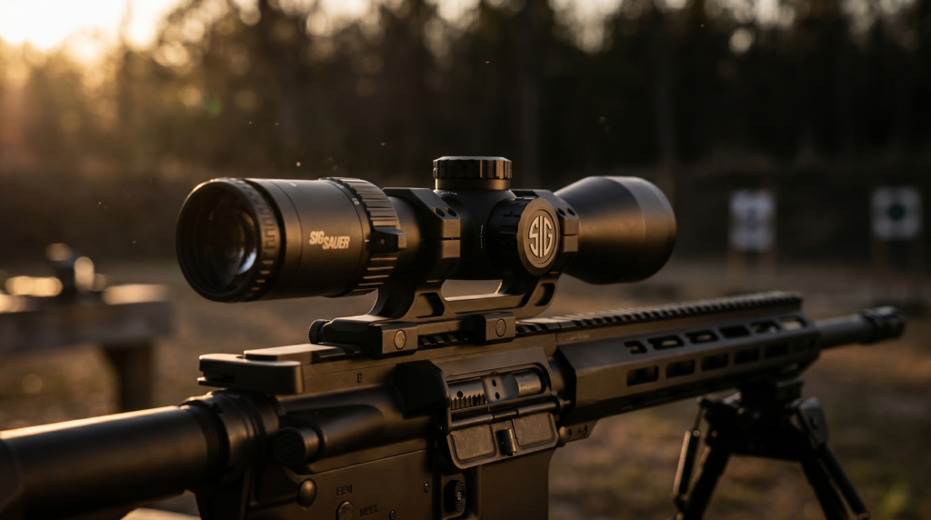 10 Best LPVOs in 2026: Tested and Ranked 21 Sig Sauer Tango MSR 1-6x24 LPVO rifle scope mounted on AR-15 at golden hour range