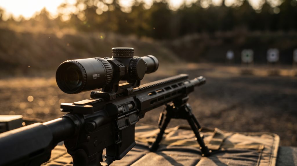 10 Best LPVOs in 2026: Tested and Ranked 17 Vortex Viper PST Gen II 1-6x24 LPVO rifle scope mounted on AR-15 at golden hour range