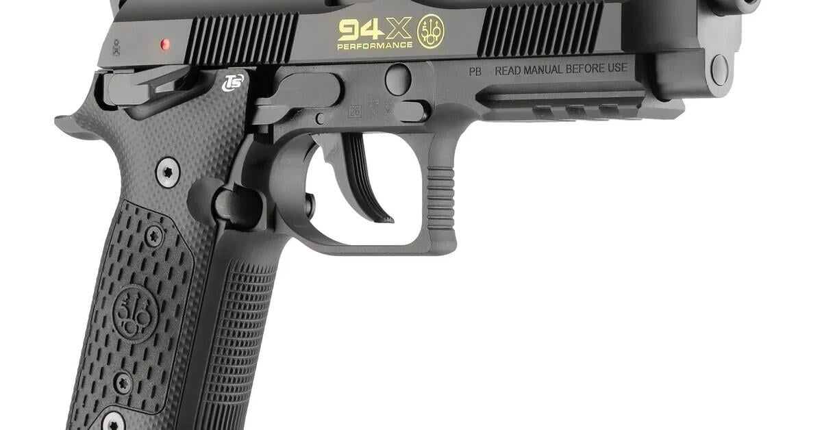 Beretta 94X Performance: Steel-Framed 9mm Competition Pistol (2026) 1 Beretta 94X Performance competition pistol, slide engraved 94X Performance, with aggressive checkered grip
