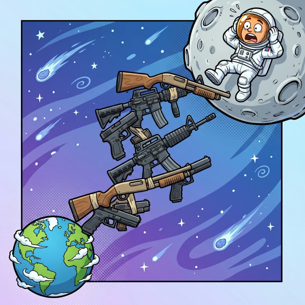 4 Guns for Every Dog: America's Wildest Gun Ratios 2 Cartoon: America’s Guns Stacked to the Moon