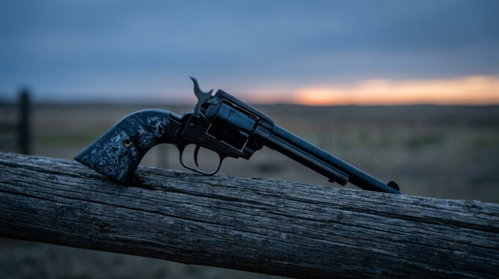 Heritage Rough Rider Review (2026): The $150 Revolver, Tested 8 Heritage Rough Rider .22 revolver on a ranch fence rail at dusk