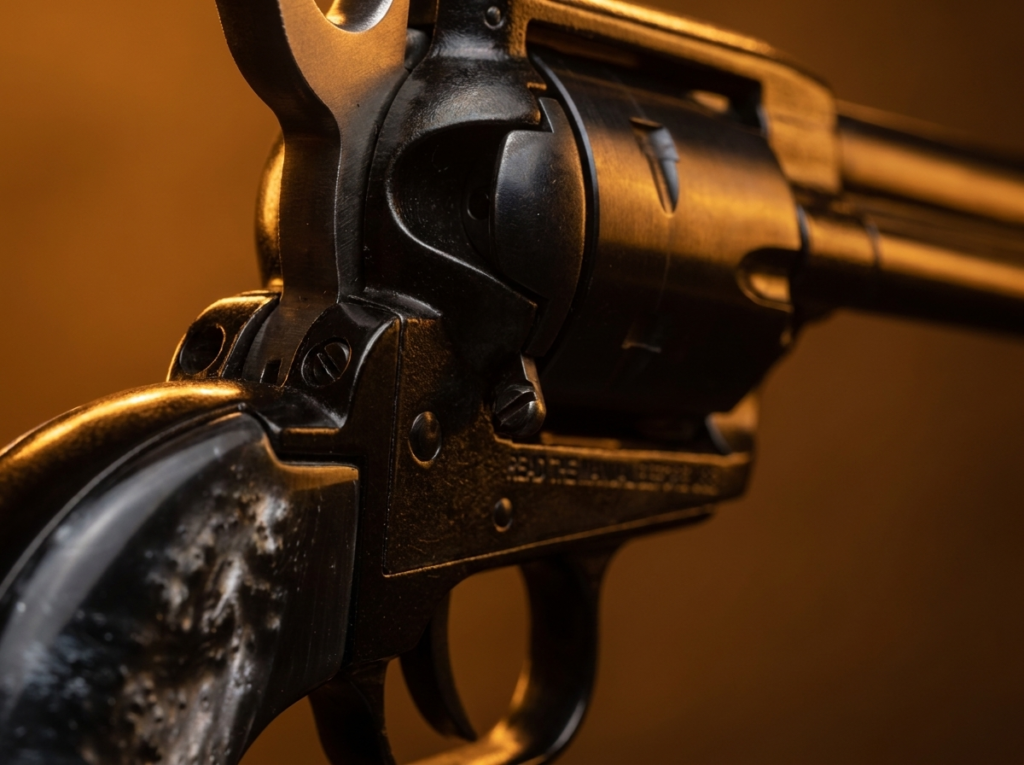 Heritage Rough Rider Review (2026): The $150 Revolver, Tested 9 Close-up of the loading gate, cylinder and pearl grips on the Heritage Rough Rider