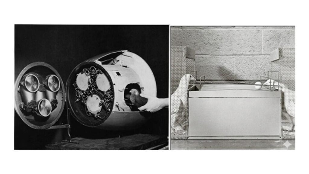 The Strangest Military Weapons Ever Built 4 Skinner's pigeon-guided missile rig. The birds did unnervingly well in tests.