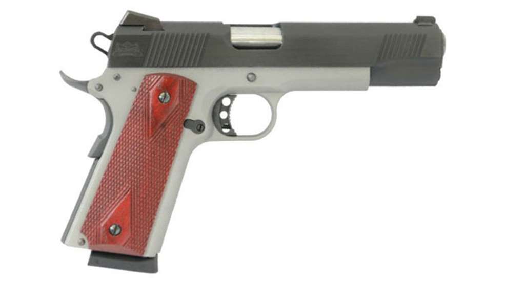 PSA 1911 Review: 1,000 Round Test of the Budget .45 (2026) 3 PSA 1911 Stainless Two-Tone Premium .45 ACP showing the two-tone finish, beavertail and red diamond grips