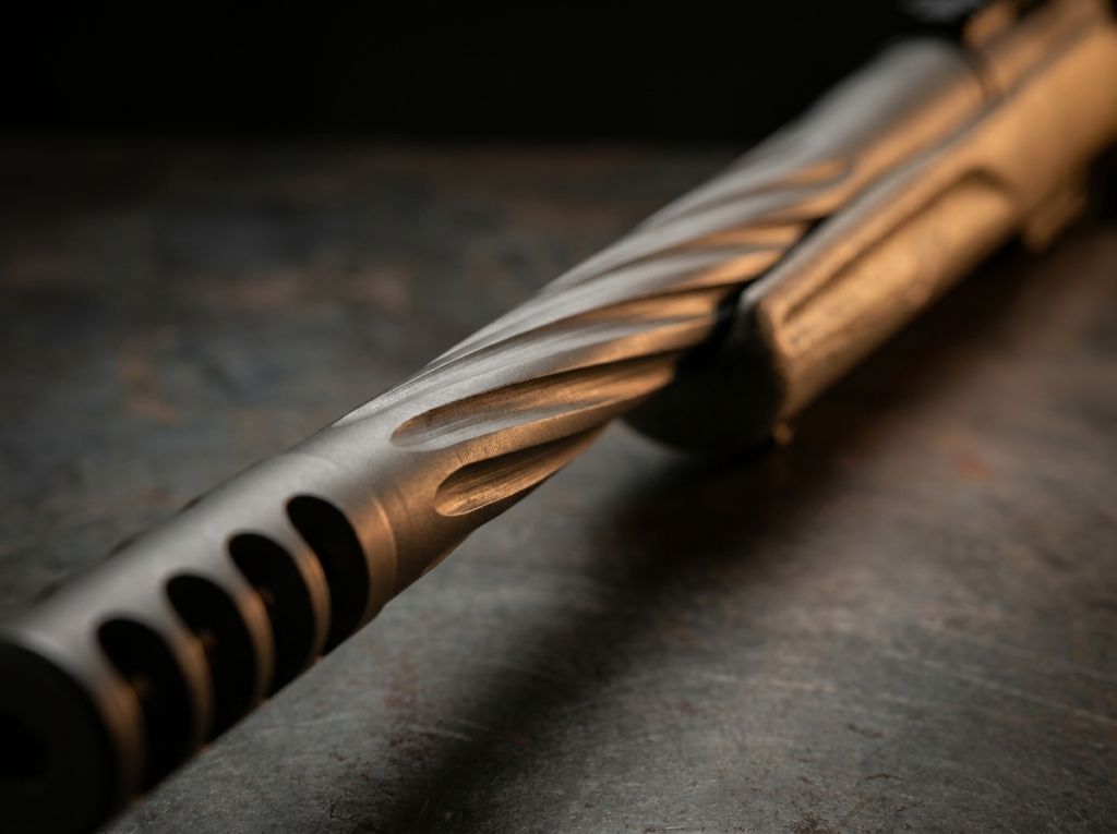 Ruger American Rifle Gen II Review (2026): 540-Round Test 10 Close-up of the spiral-fluted barrel and radial muzzle brake on the Ruger American Gen II