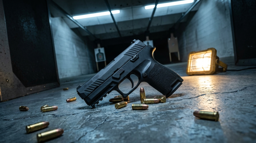 Sig P226 vs Sig P320: Which SIG Should You Buy? (2026) 11 Sig P320 on the concrete of a tactical bay at night