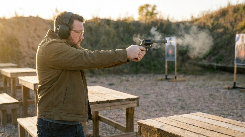 Ruger Wrangler Review (2026): 600-Round Test of the $200 Plinker 6 Shooter firing the Ruger Wrangler .22 single-action revolver at an outdoor range