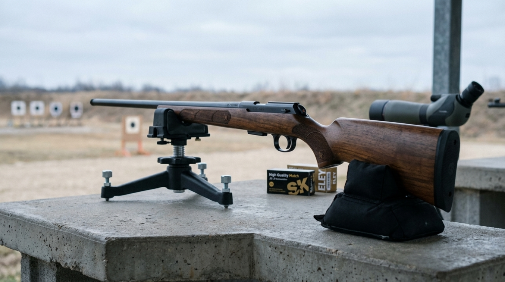 CZ 457 Review (2026): The Best-Value Precision Rimfire, Tested 2 CZ 457 American on a front rest and rear bag at a precision rimfire benchrest range