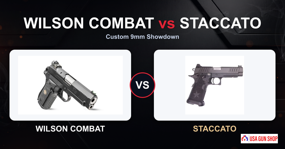 Wilson Combat vs Staccato: Which High-Capacity 9mm Wins? (2026) 1 Wilson Combat EDC X9 and Staccato 2011 pistols side by side comparison