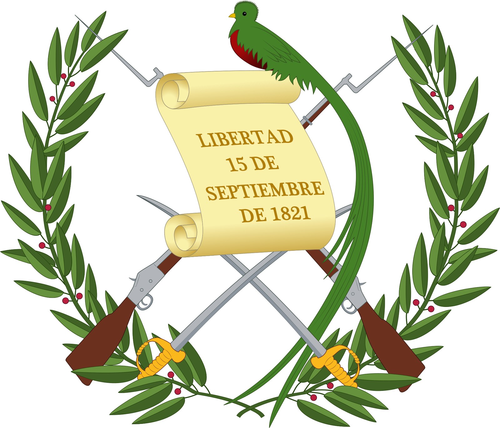 Guns on Flags, Coins and Coats of Arms Around the World 4 The coat of arms of Guatemala with two crossed Remington rifles