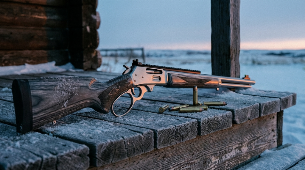 Marlin 1895 SBL Review (2026): The Ruger-Built .45-70, Tested 9 Marlin 1895 SBL on a frosty cabin porch at dawn, low dramatic angle