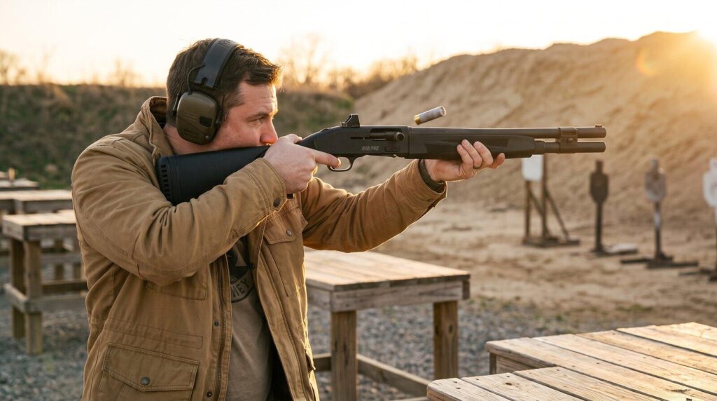 Mossberg 940 Pro Tactical Review (2026): The Optic-Ready Defensive Autoloader 7 Firing the Mossberg 940 Pro Tactical with its red-dot optic during our 400-round range test