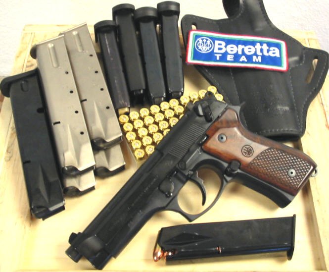 The Real Cost of a Movie Hero's Arsenal (What Iconic Movie Guns Cost) 8 Beretta 92FS 9mm pistol with magazines and a holster