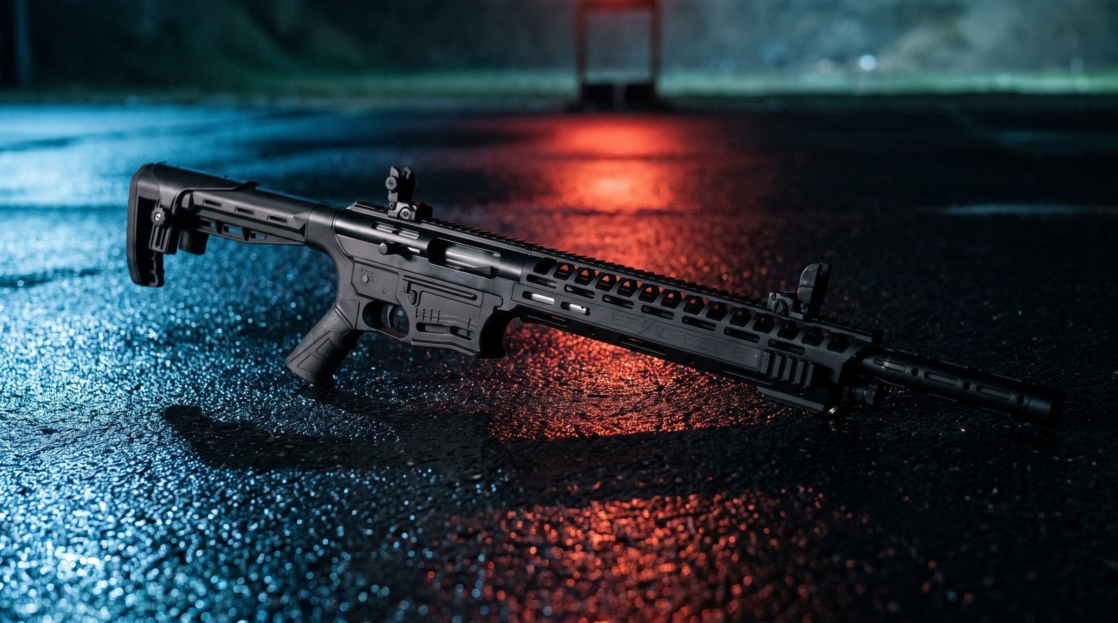 Panzer Arms AR12 Review (2026): Budget AR-Pattern 12-Gauge, Warts and All 2 Panzer Arms AR12 12-gauge shotgun on wet asphalt at a night range