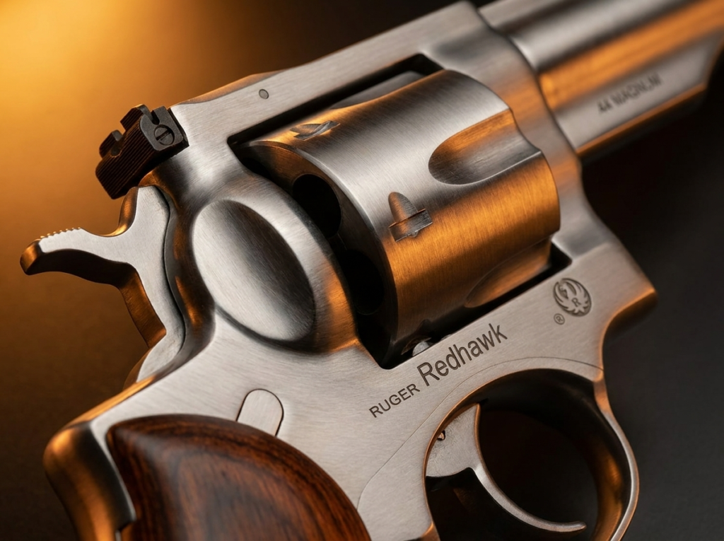 Ruger Redhawk Review (2026): The .44 Magnum Built Like a Tank 5 Macro of the Ruger Redhawk cylinder, hammer and RUGER Redhawk 44 Magnum markings