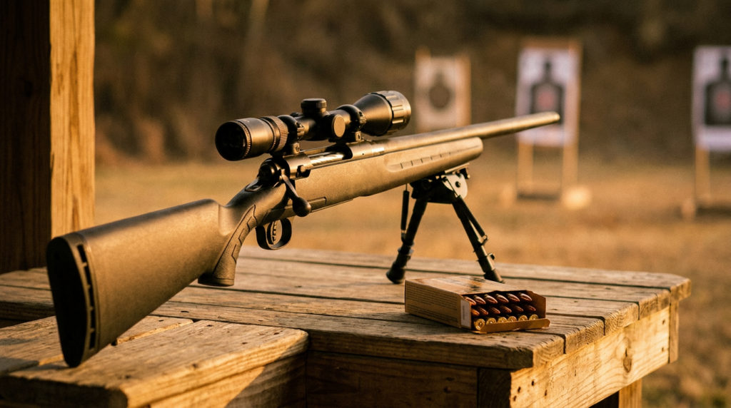 Savage Axis II Review (2026): The Budget Sub-MOA Deer Rifle, Tested 7 Savage Axis II XP on a shooting bench with a bipod at an outdoor range