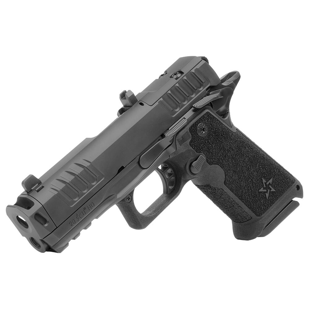 Staccato HD P4X: A Steel-Frame, Compensated 2011 Built for Duty 6 Muzzle-forward view of the Staccato HD P4X with its optic-ready slide