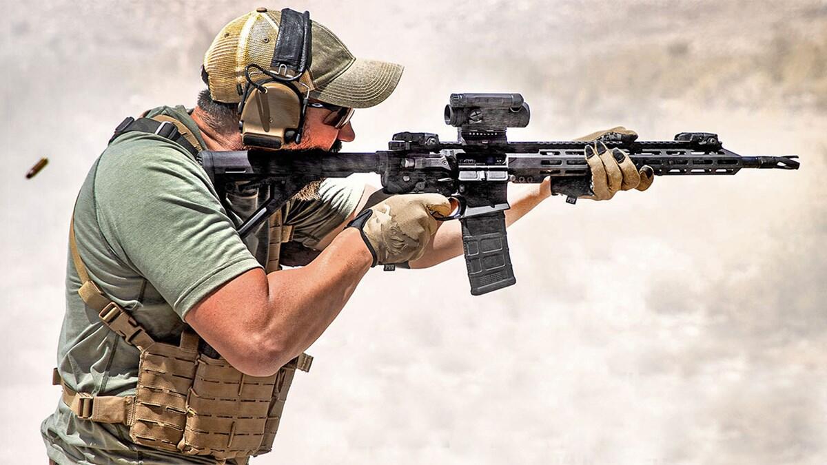 US Palm STORM CAT4: A Duty-Ready 5.56 AR Pistol Hits the Cover 1 A shooter runs a US Palm STORM 5.56 NATO AR platform on the range; the compact STORM CAT4 pistol joins this line