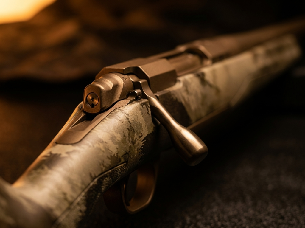 Browning X-Bolt Review (2026): The Feature-Rich Hunter, Tested 5 Macro of the Browning X-Bolt burnt-bronze receiver, 60-degree bolt handle and rotary magazine