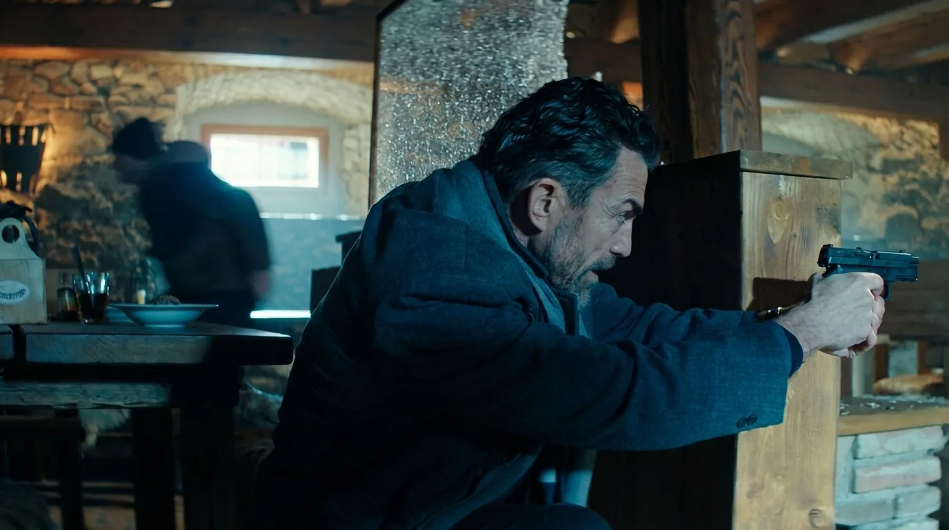 The SIG Sauer P229R taken from the Scarred Eye Assassin in Ballerina (2025)