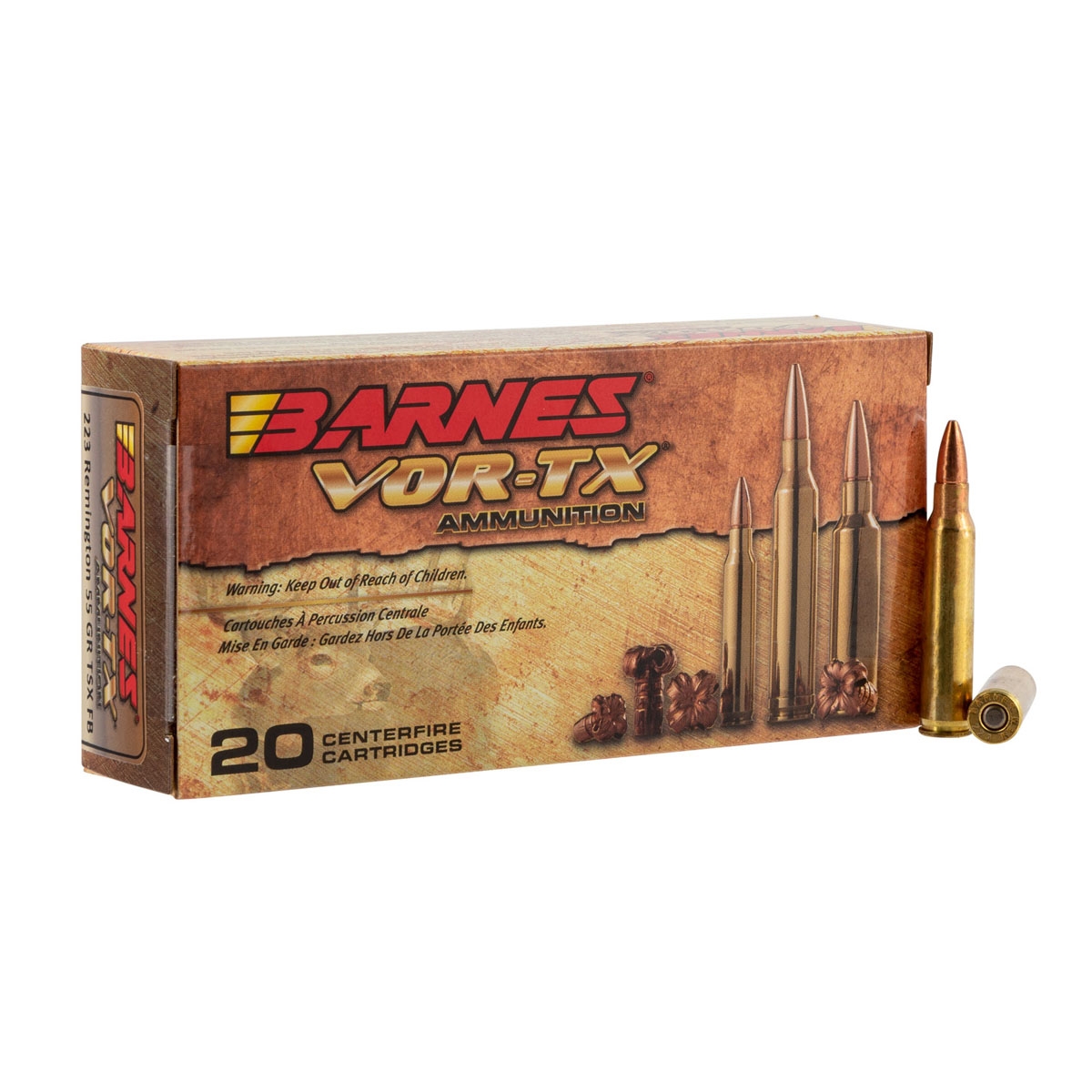 Barnes VOR-TX .223 Remington 55 grain TSX all copper ammunition box