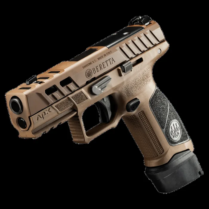 Beretta APX A1 Ported 9mm striker-fired pistol in FDE with ported slide and barrel