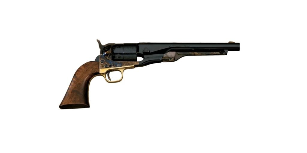 Pietta 1860 Army percussion revolver with round barrel, rebated cylinder and creeping loading lever