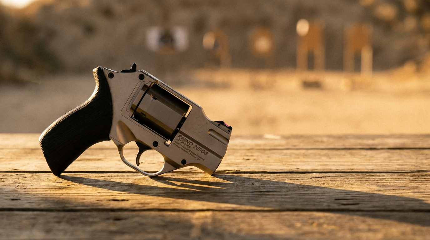 Chiappa Rhino 200DS .357 Magnum revolver showing the low bottom-chamber barrel