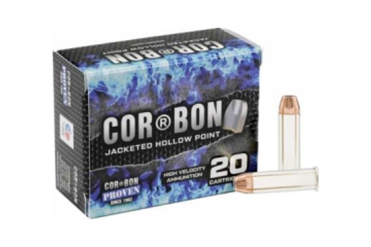 Cor Bon .38 Special +P 125 grain jacketed hollow point ammunition box, 20 cartridges