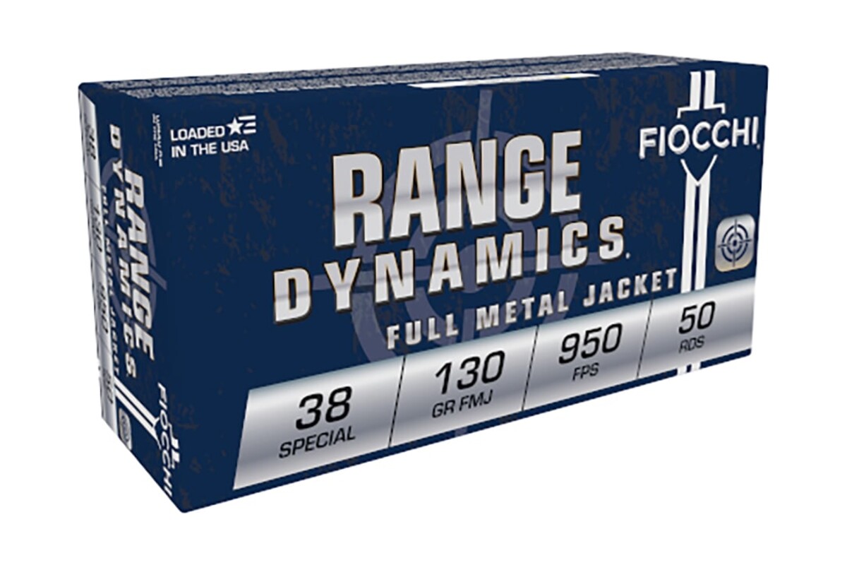 Fiocchi Range Dynamics .38 Special 130 grain full metal jacket ammunition box, 950 fps, 50 rounds