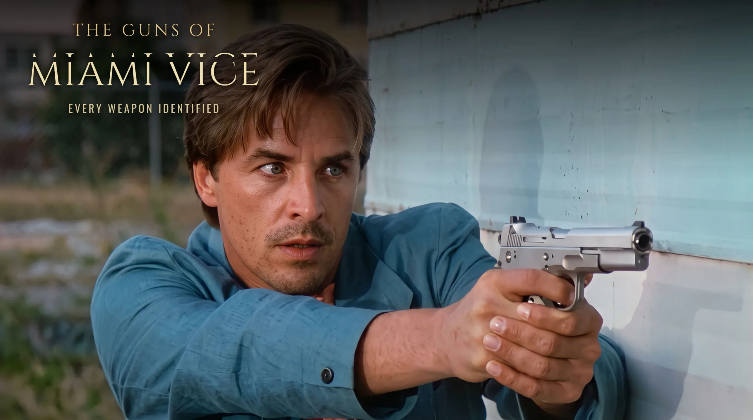 Sonny Crockett aiming his hard-chromed Bren Ten in Miami Vice