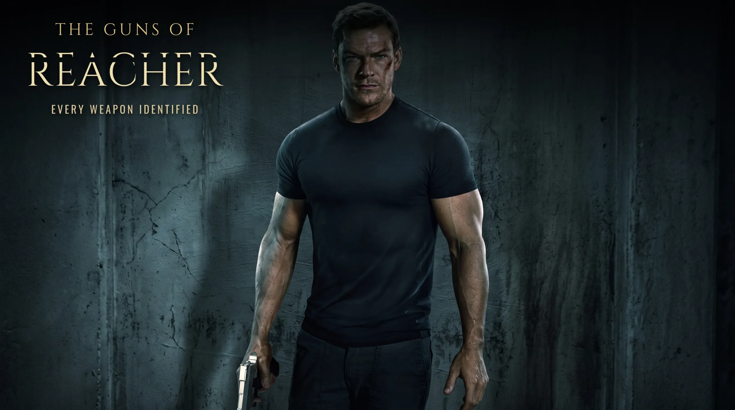 Jack Reacher holding a pistol in Reacher