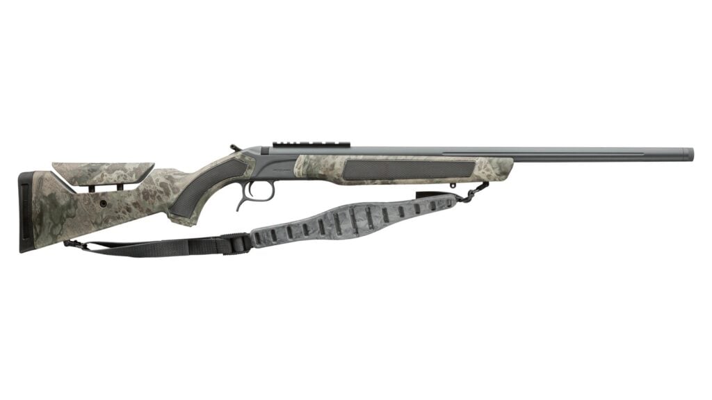 CVA Accura MR-X break-action inline muzzleloader with camo stock, adjustable comb and grey nitride barrel