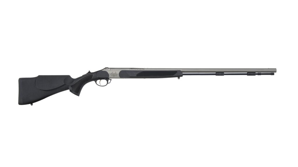Traditions Vortek StrikerFire inline muzzleloader with black synthetic stock and no exposed hammer