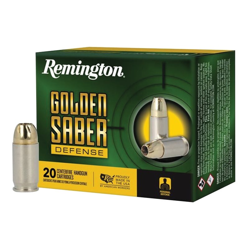 Remington Golden Saber Defense .380 ACP 102 grain brass jacketed hollow point ammunition box