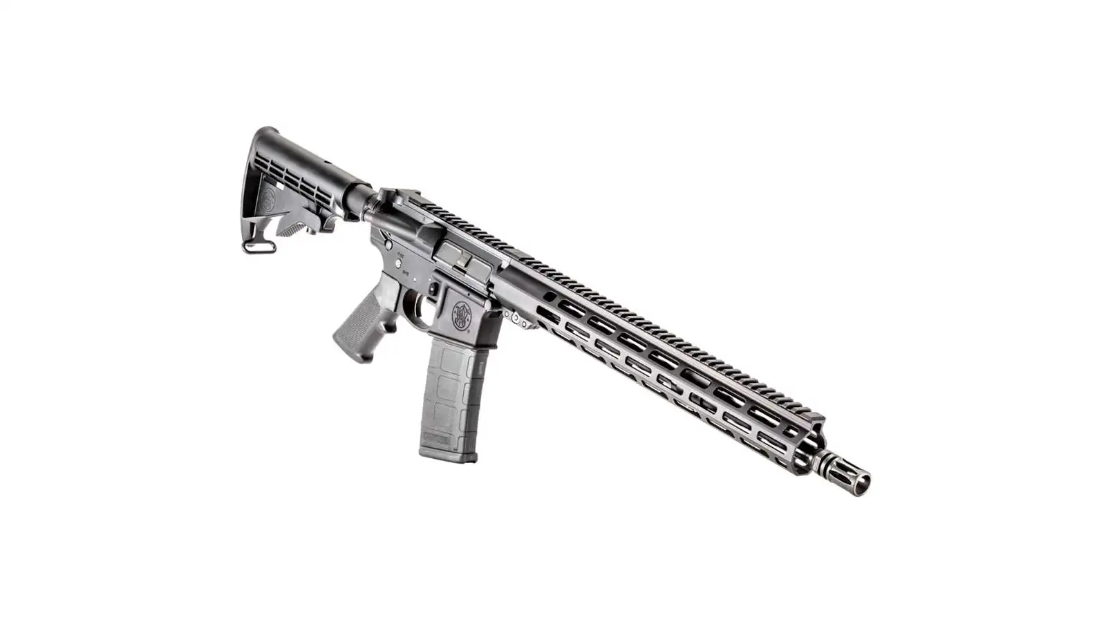 Smith and Wesson M&P15 Sport III in 5.56 NATO, three-quarter view showing its M-LOK free-float handguard