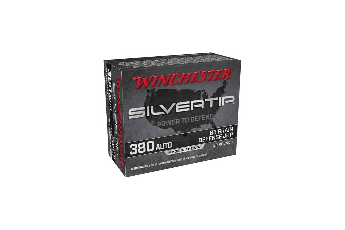 Winchester Silvertip .380 ACP 85 grain jacketed hollow point ammunition box