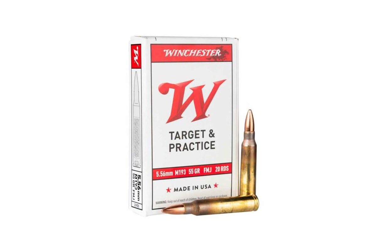 Winchester USA 5.56 NATO 55 grain M193 full metal jacket range ammunition box
