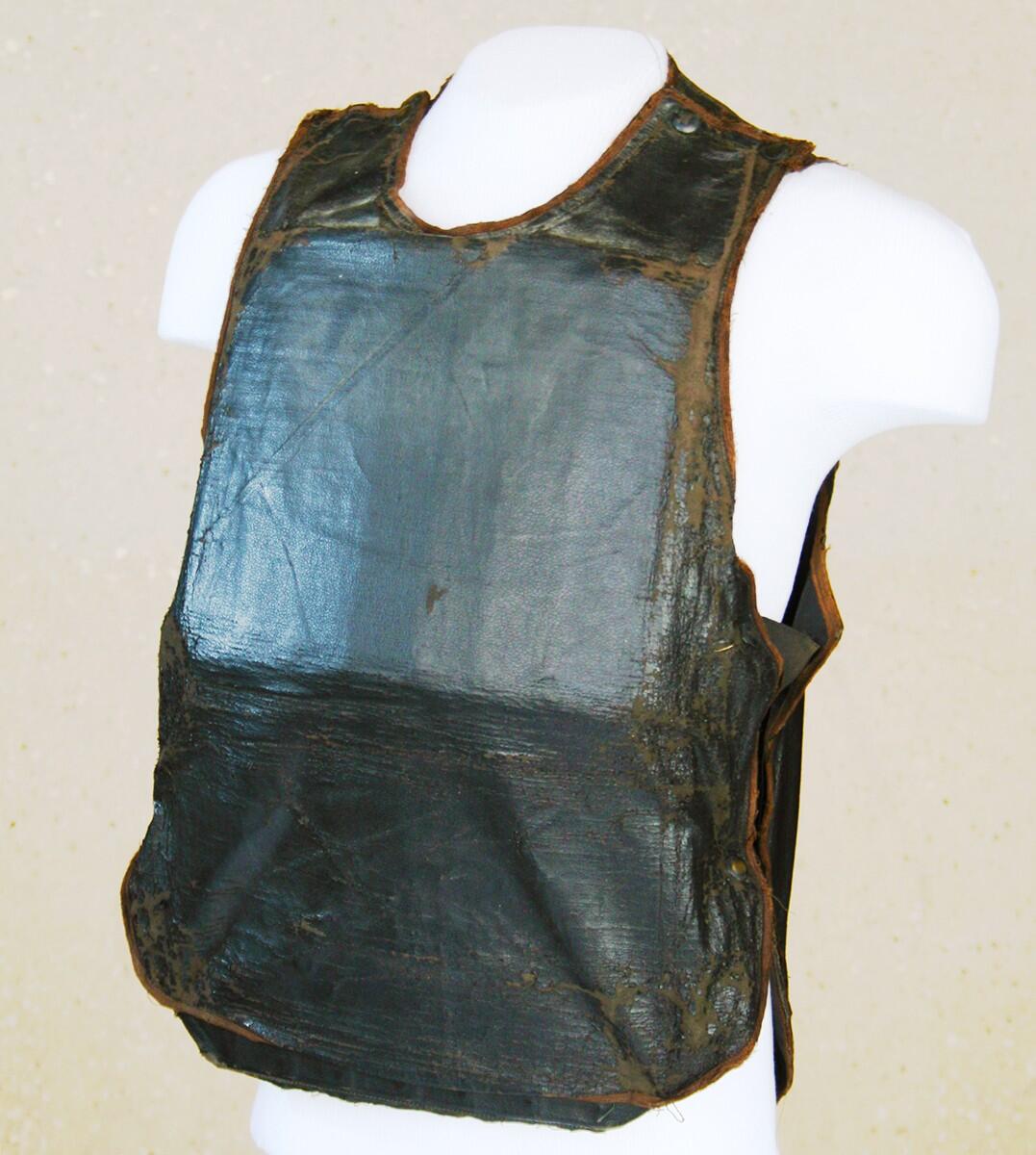 Bulletproof vest recovered after Baby Face Nelson's last gunfight at Barrington, now in the FBI collection