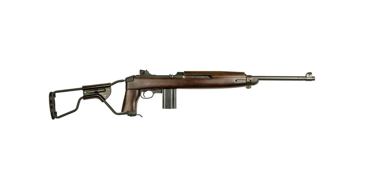 Inland Manufacturing M1A1 Paratrooper carbine with folding wire stock and walnut pistol grip