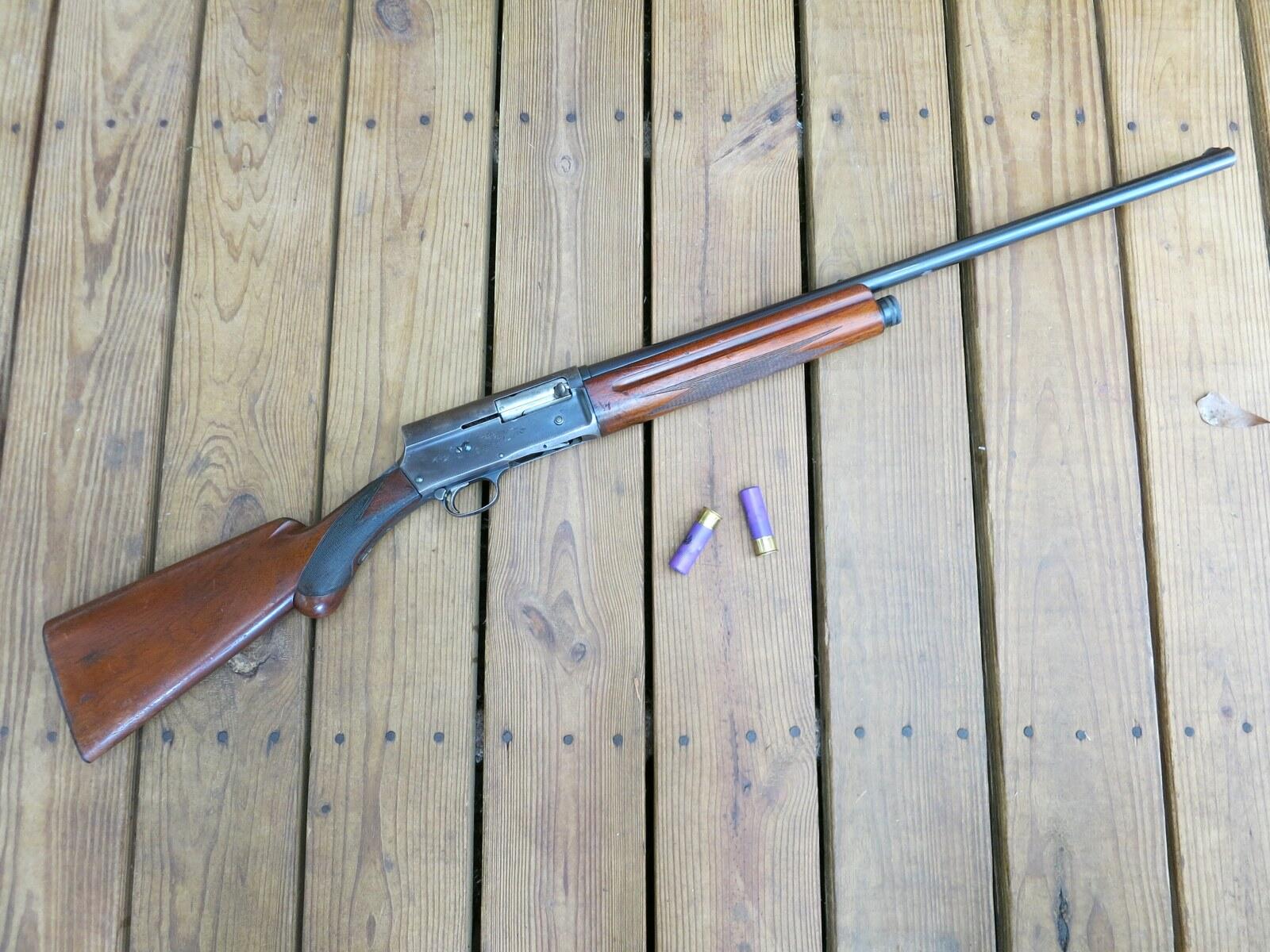 Belgian-made Browning Auto-5 16-gauge semi-automatic shotgun with a walnut stock