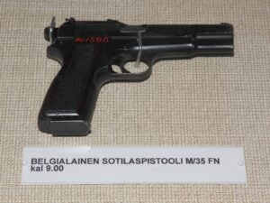 FN-made Browning Hi-Power 9mm pistol on museum display