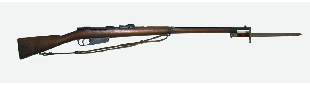 Italian Carcano M1891 bolt-action rifle with bayonet fixed