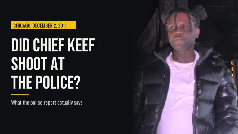 Chief Keef photographed in 2019, beside the headline Did Chief Keef Shoot at the Police?