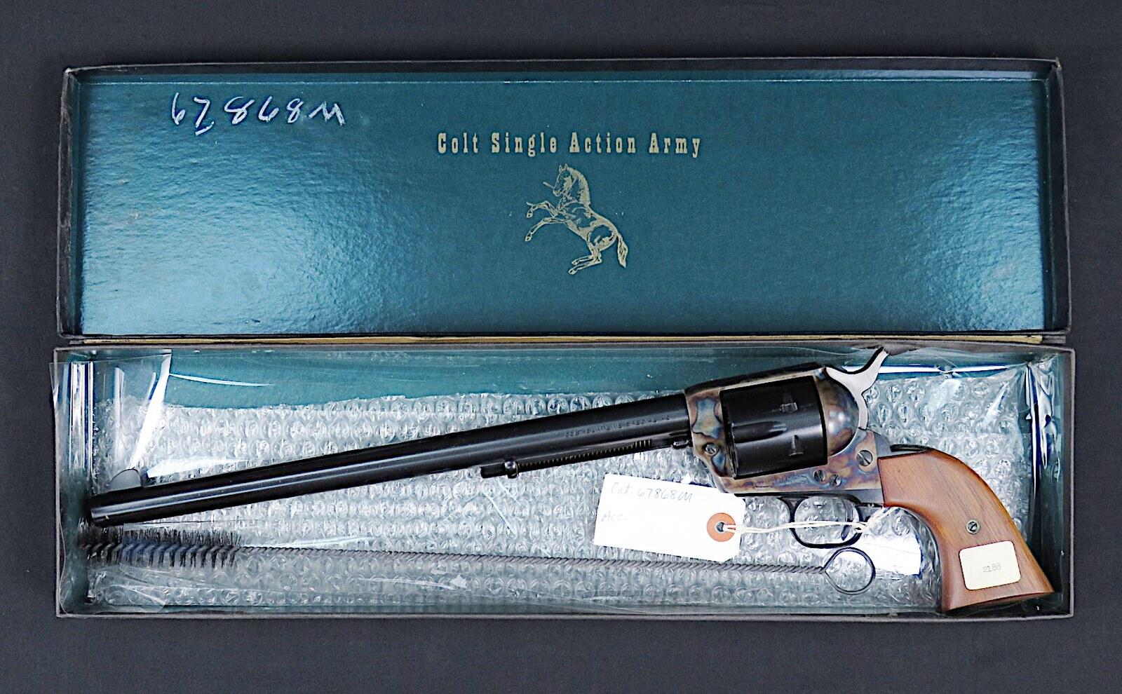 Long-barreled Colt Buntline Special single action revolver in its box, from the Smithsonian collection