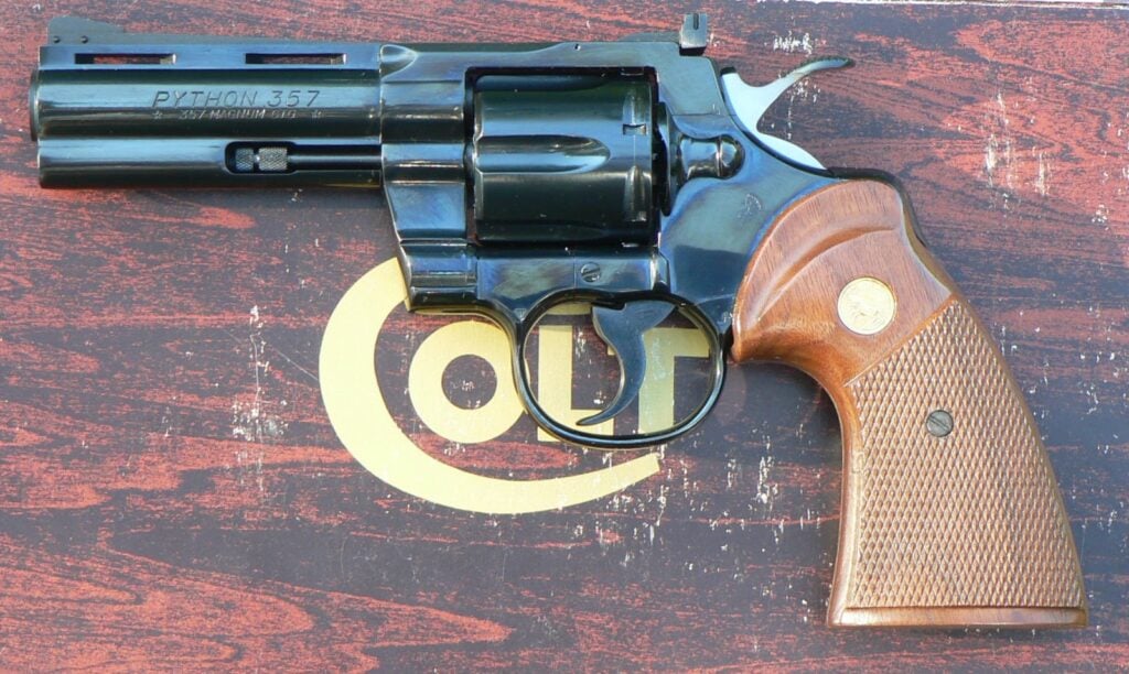 Original Colt Python .357 Magnum with a 4-inch vent rib barrel in Royal Blue finish