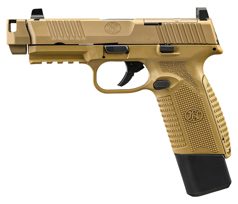 FN 545 MRD Comp .45 ACP pistol with the FN compensator, left side, FN America photo