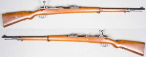 German Gewehr 98 bolt-action rifle with Lange rear sight, both sides, Swedish Army Museum